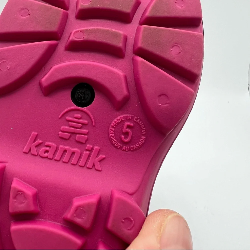 Kamik Snowbug Pink Black Winter Fur Lined Snow Boots Toddler Girls Sz 5 EUC